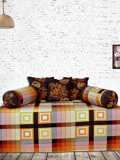 Salona Bichona 100 % Cotton Multi Printed Diwan Set - 13805293 - Very Small Image - 1
