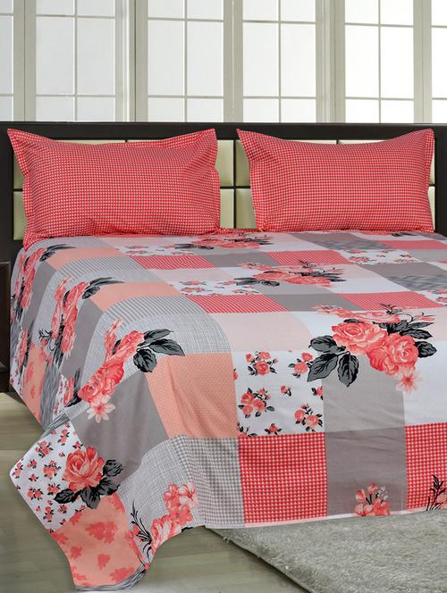 Salona Bichona 100% Cotton King Size Bedsheet With Two Pillow Covers - 13805556 - Very Small Image - 1