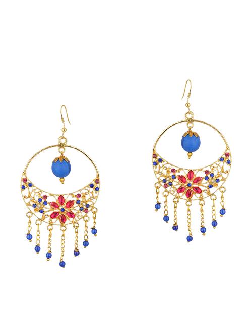 multi colored metal chandbali earrings - 13806361 - Very Small Image - 1
