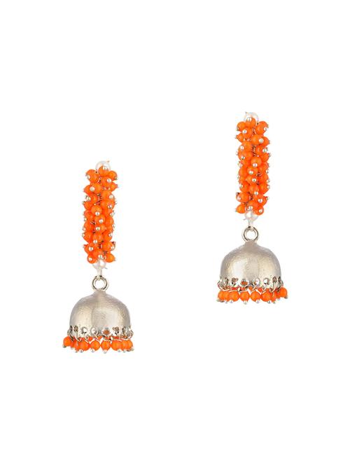 orange metal jhumka earrings - 13806433 - Very Small Image - 1