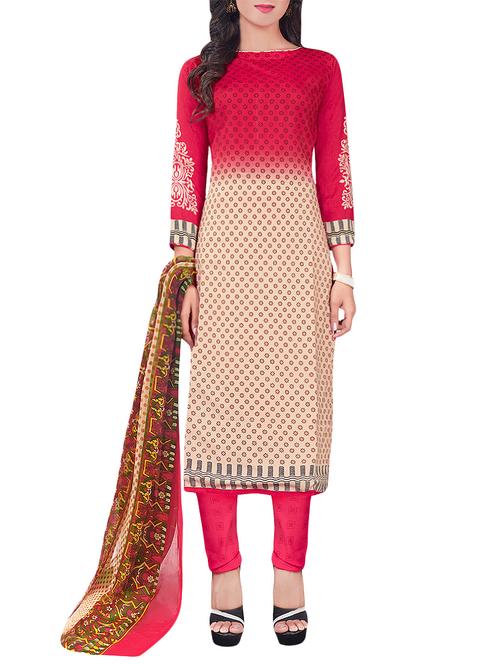 multi coloured crepe printed churidaar suits dress material - 13807589 - Very Small Image - 1
