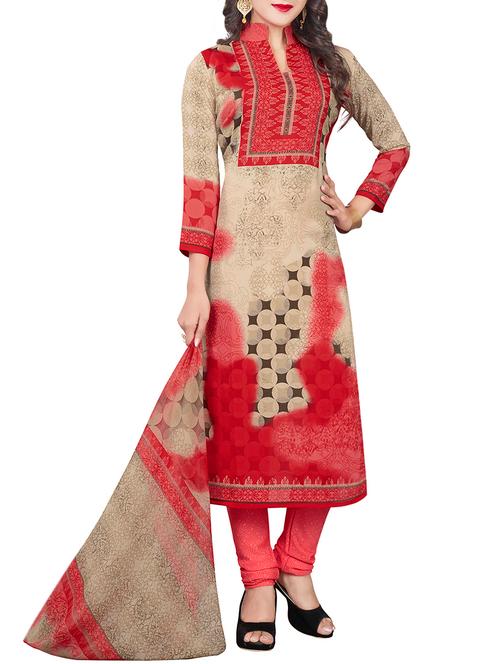 multi coloured crepe printed churidaar suits dress material - 13807762 - Very Small Image - 1