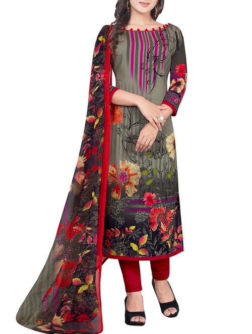 multi coloured crepe printed churidaar suits dress material - 13807894 - Very Small Image - 1