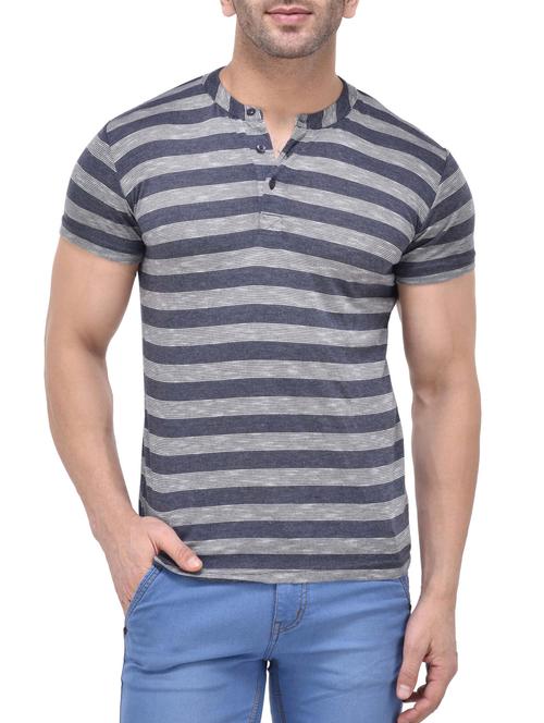 grey cotton striped t-shirt - 13808650 - Very Small Image - 1