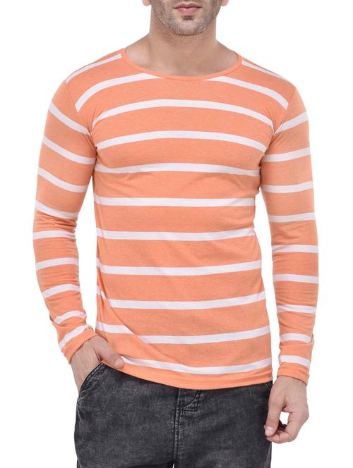 orange cotton striped t-shirt - 13808655 - Very Small Image - 1