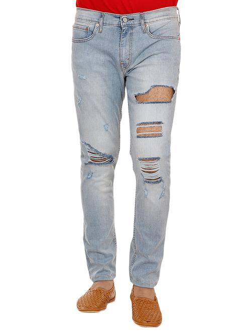 blue denim distressed  jeans - 13810284 - Very Small Image - 1