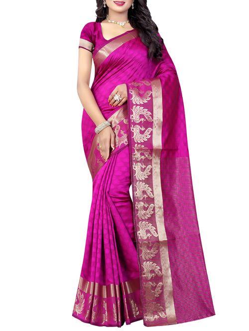pink cotton silk woven saree with blouse - 13810439 - Very Small Image - 1