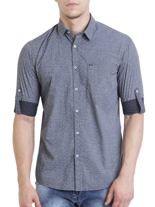 blue cotton casual shirt - 13811487 - Very Small Image - 1
