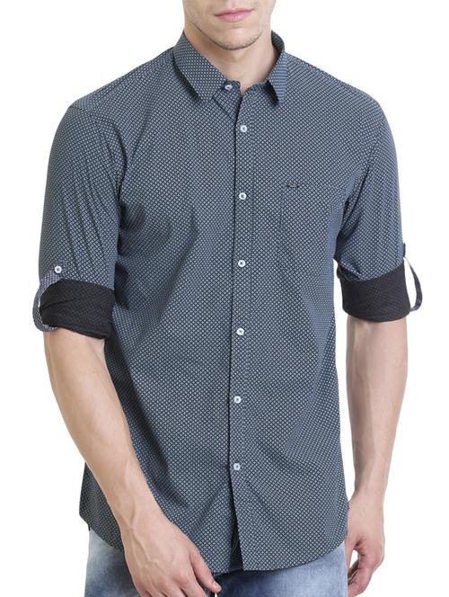 blue cotton casual shirt - 13811496 - Very Small Image - 1