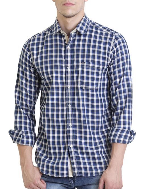 blue cotton casual shirt - 13811509 - Very Small Image - 1