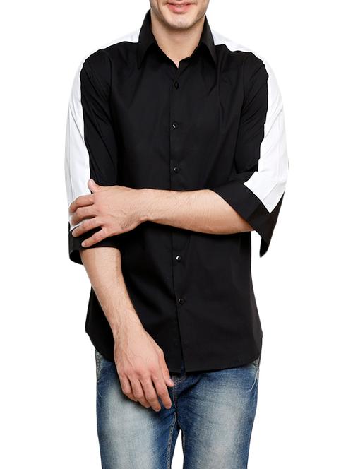 black color block casual shirt - 13812789 - Very Small Image - 1