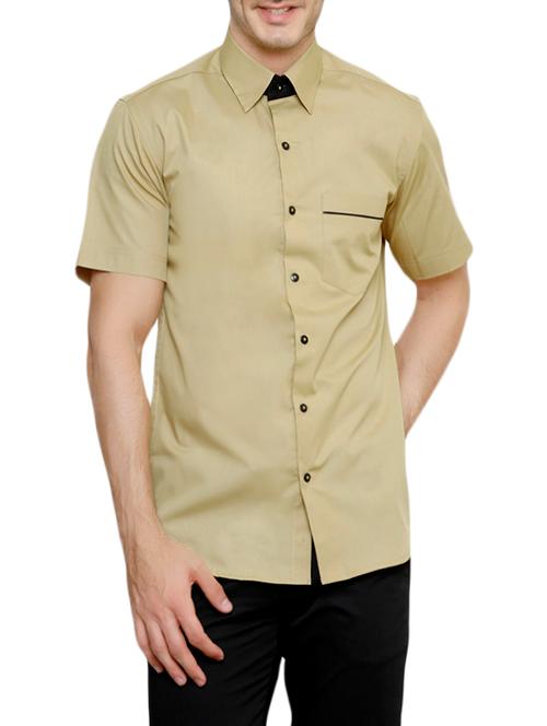 beige solid casual shirt - 13812797 - Very Small Image - 1