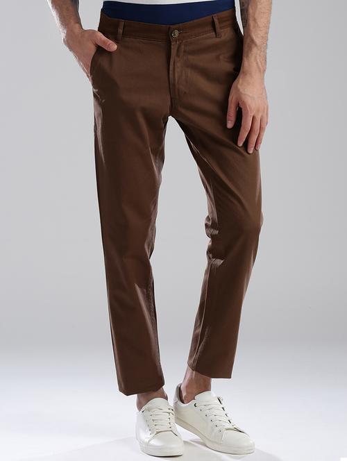 brown cotton chinos casual trousers - 13813871 - Very Small Image - 1