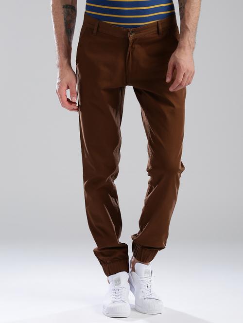 brown cotton joggers - 13813879 - Very Small Image - 1