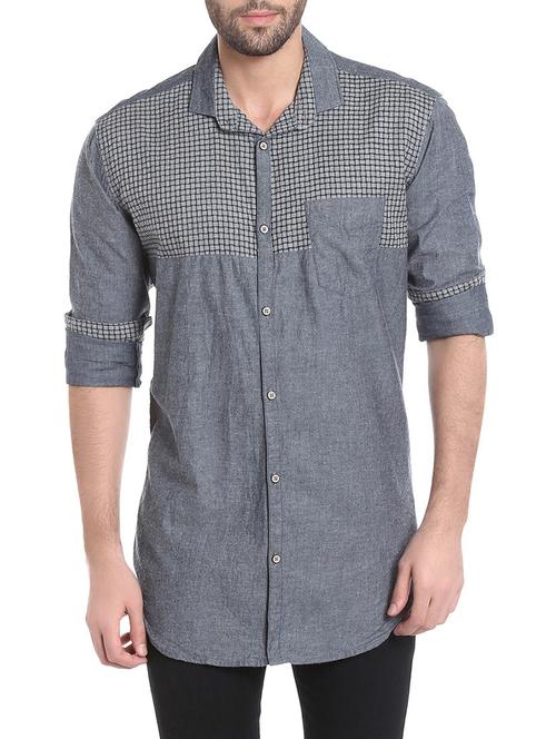 grey cotton casual shirt - 13813983 - Very Small Image - 1