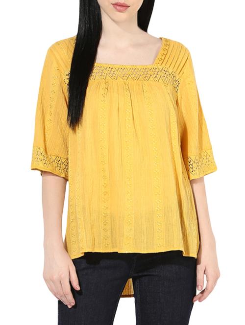 yellow cotton top with high low hem - 13815319 - Very Small Image - 1