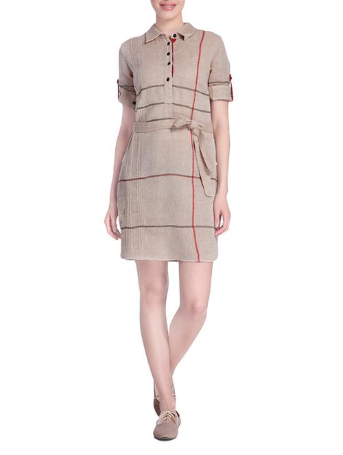 ether  brown cotton shift dress - 13815931 - Very Small Image - 1