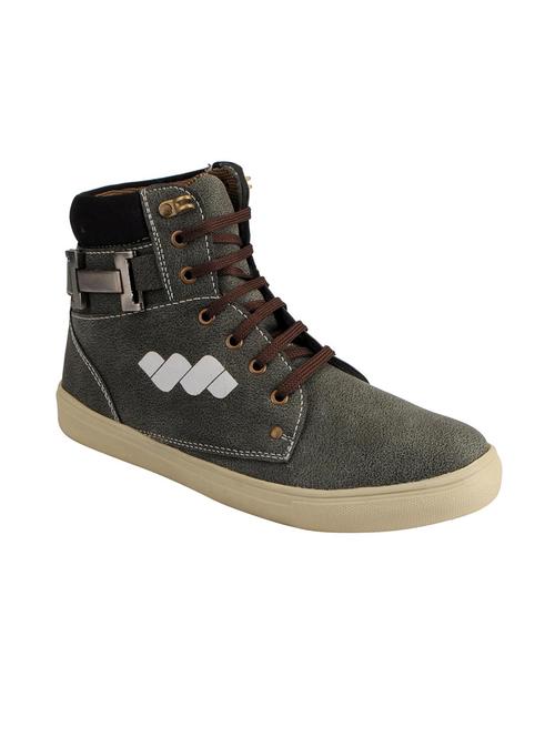 grey leatherette lace up sneaker - 13816812 - Very Small Image - 1