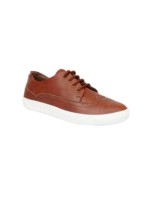 brown leatherette lace up sneaker - 13817214 - Very Small Image - 1
