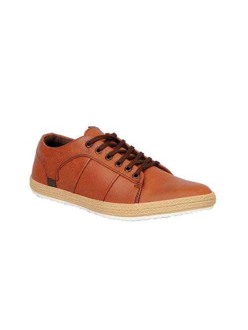 brown leatherette lace up sneaker - 13817325 - Very Small Image - 1