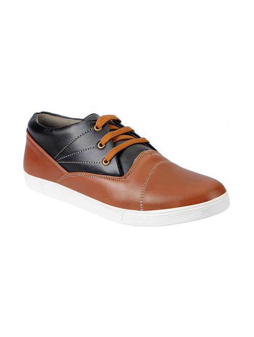 tan leatherette lace up sneaker - 13817414 - Very Small Image - 1