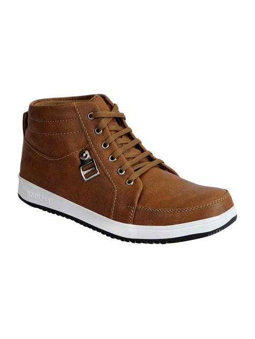 tan leatherette lace up sneaker - 13817453 - Very Small Image - 1