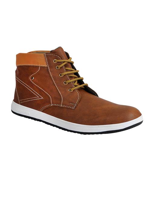 tan leatherette lace up sneaker - 13817461 - Very Small Image - 1