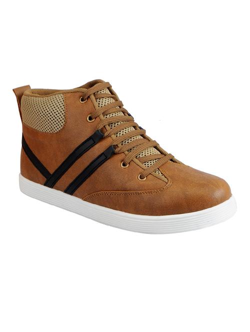 tan leatherette lace up sneaker - 13817506 - Very Small Image - 1
