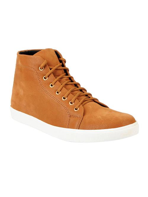 tan leatherette lace up sneaker - 13817519 - Very Small Image - 1