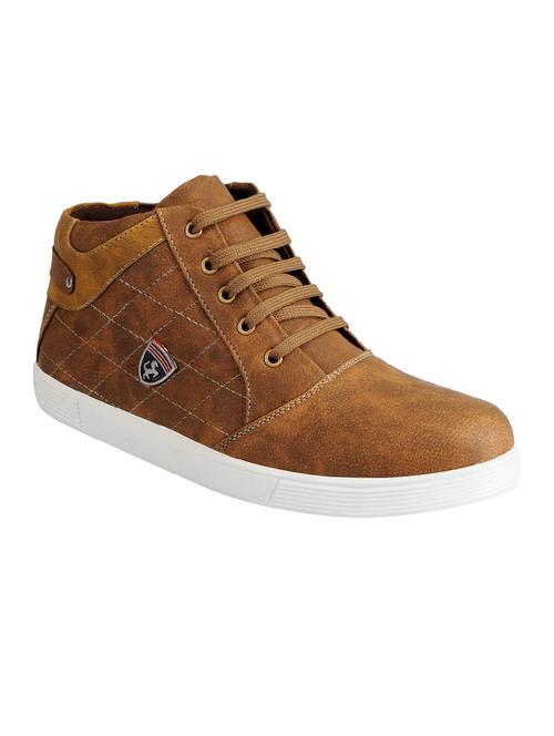brown leatherette lace up sneaker - 13817546 - Very Small Image - 1