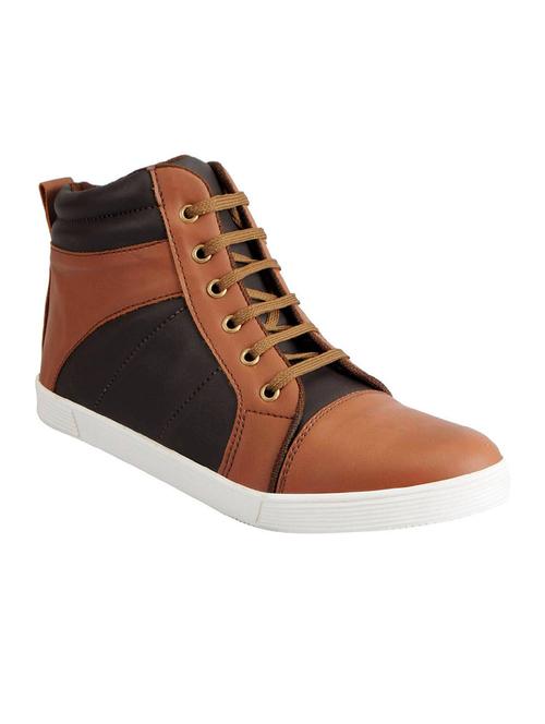 tan leatherette lace up sneaker - 13817562 - Very Small Image - 1