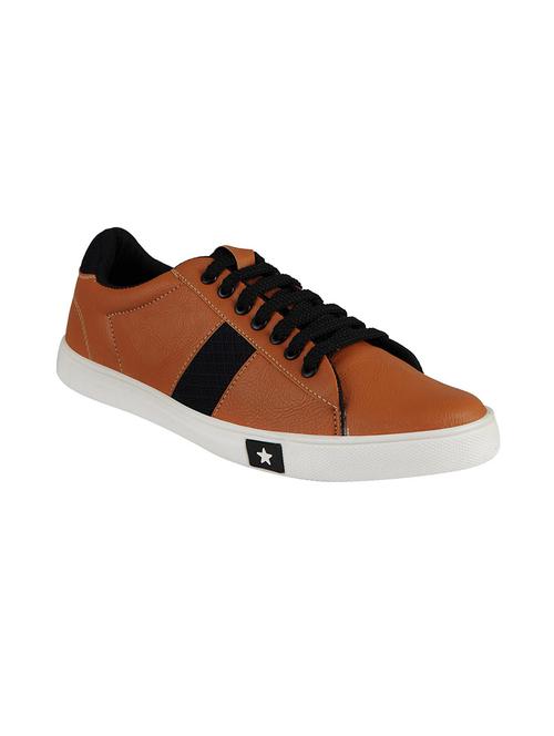 tan leatherette lace up sneaker - 13817573 - Very Small Image - 1