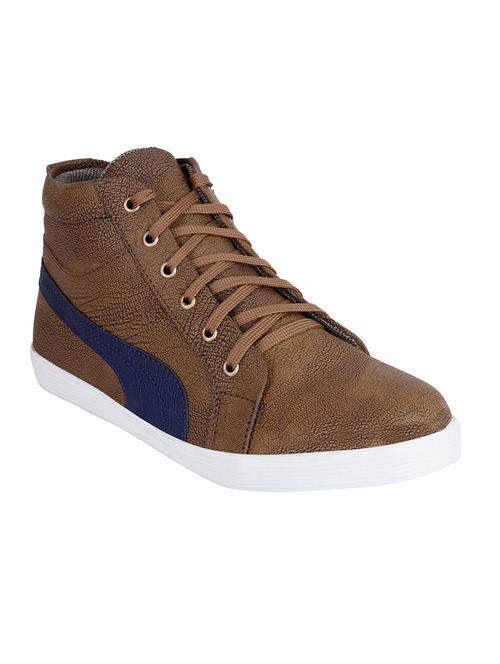 tan leatherette lace up sneaker - 13817699 - Very Small Image - 1