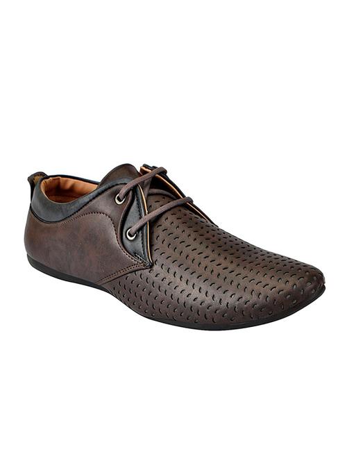 brown leatherette lace up shoe - 13817834 - Very Small Image - 1