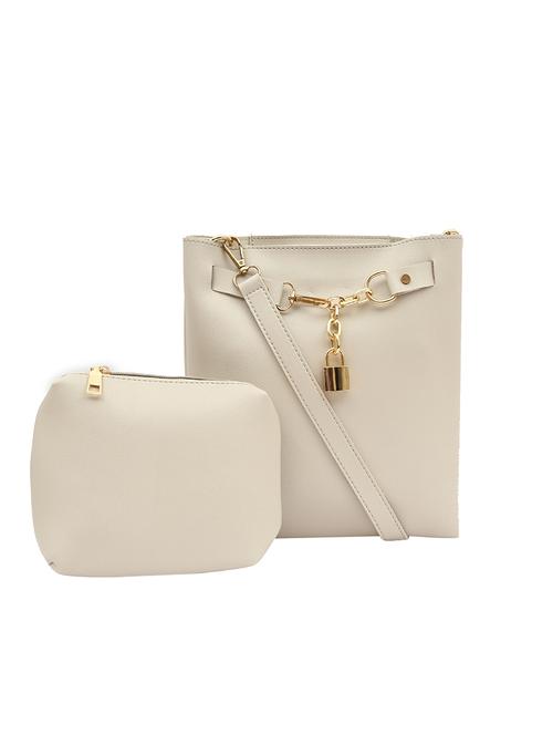 white leatherette  regular sling bag - 13818329 - Very Small Image - 1