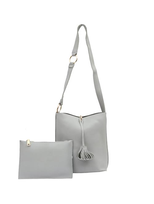 grey leatherette  regular sling bag - 13818338 - Very Small Image - 1