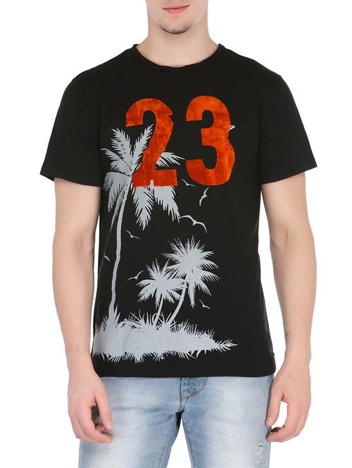 black cotton chest print tshirt - 13820459 - Very Small Image - 1