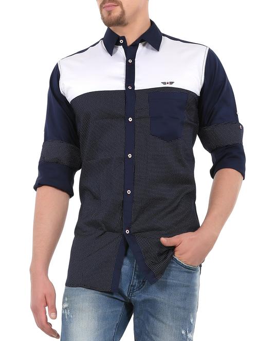 blue cotton casual shirt - 13821089 - Very Small Image - 1