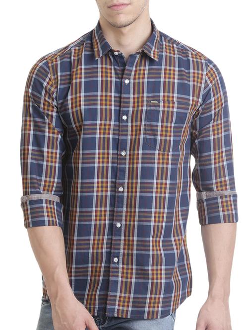 blue cotton casual shirt - 13823546 - Very Small Image - 1