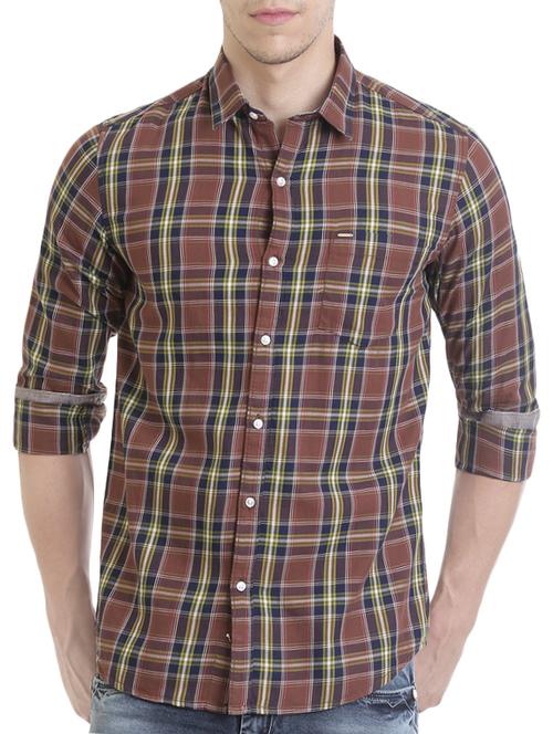 brown cotton casual shirt - 13823550 - Very Small Image - 1