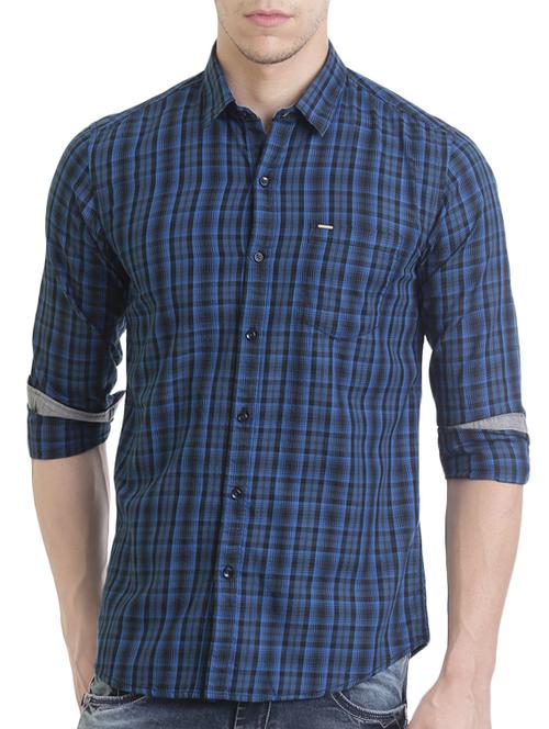 blue cotton casual shirt - 13823560 - Very Small Image - 1