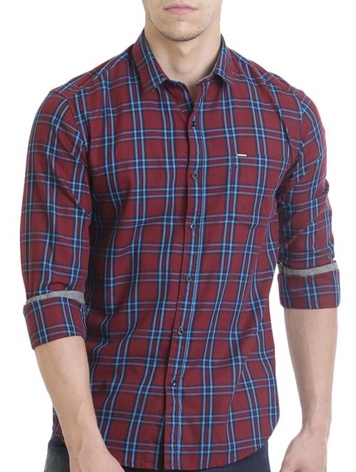 maroon cotton casual shirt - 13823565 - Very Small Image - 1