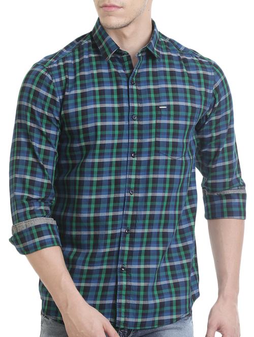 blue cotton casual shirt - 13823569 - Very Small Image - 1