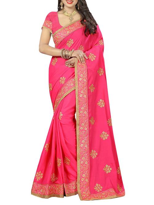 pink embroidered saree with blouse - 13824561 - Very Small Image - 1