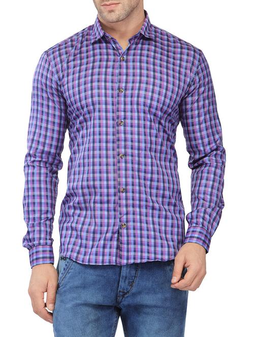 purple cotton casual shirt - 13826385 - Very Small Image - 1