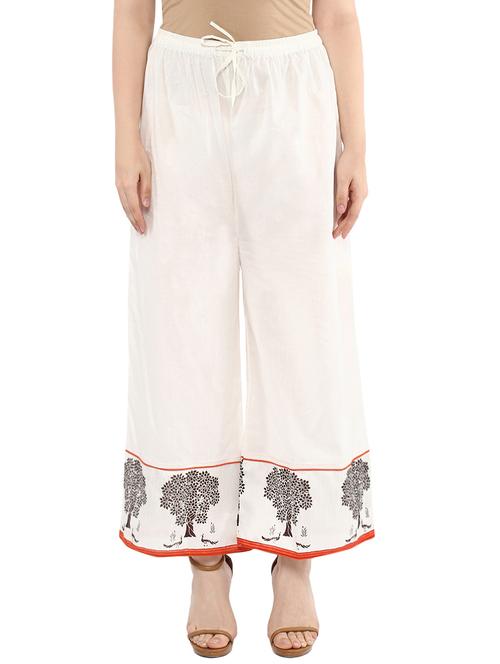 white printed cotton palazzos - 13828206 - Very Small Image - 1
