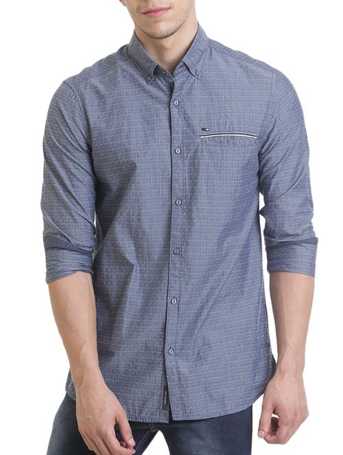 blue cotton casual shirt - 13829822 - Very Small Image - 1