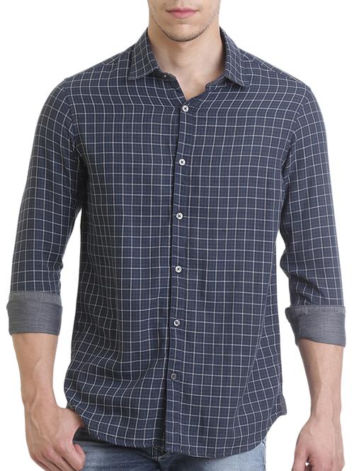 blue cotton casual shirt - 13829836 - Very Small Image - 1