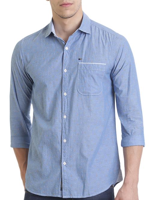blue cotton casual shirt - 13829840 - Very Small Image - 1