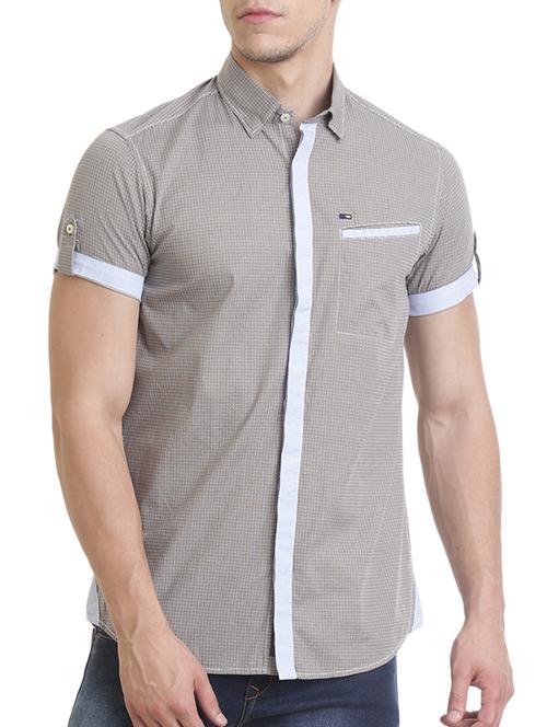 brown cotton casual shirt - 13829863 - Very Small Image - 1